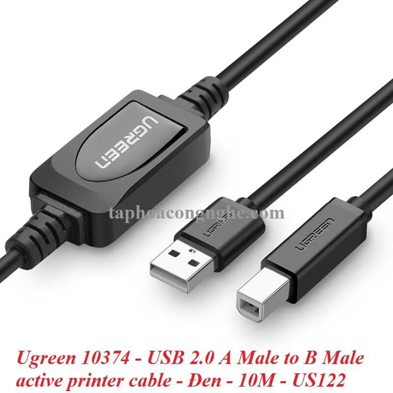 Ugreen 10374 10M màu Đen Cáp USB 2.0 sang USB B máy in có chip khuếch đại US122 30010374